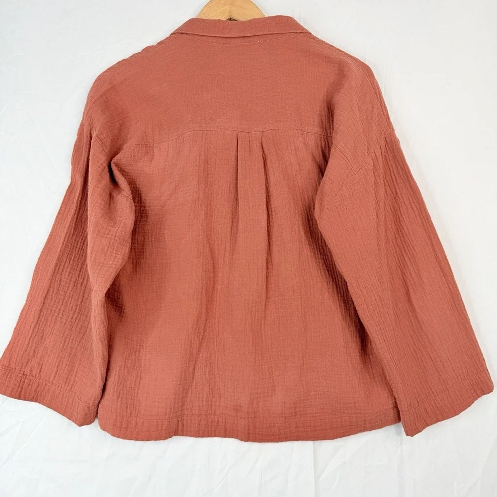 Madewell Women's Double Cotton Gauze‎ Oversized Pajama Shirt SZ-Large) cinnamon